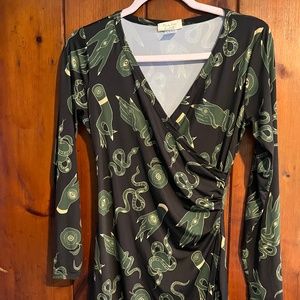 Pinup girl clothing garden of Eden snake wrap dress small